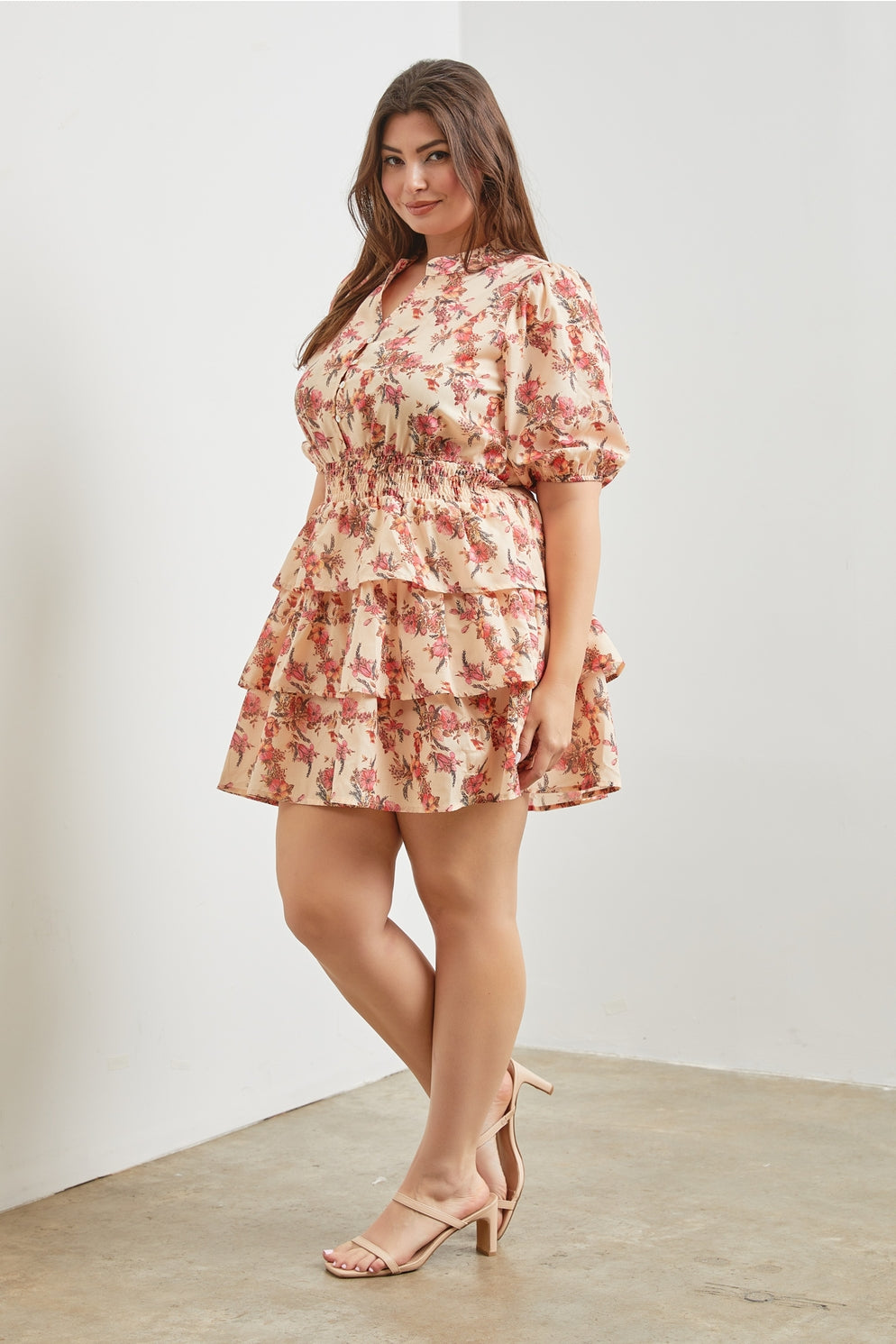 *PRE-ORDER* Plus Floral Print Tiered Mini Dress