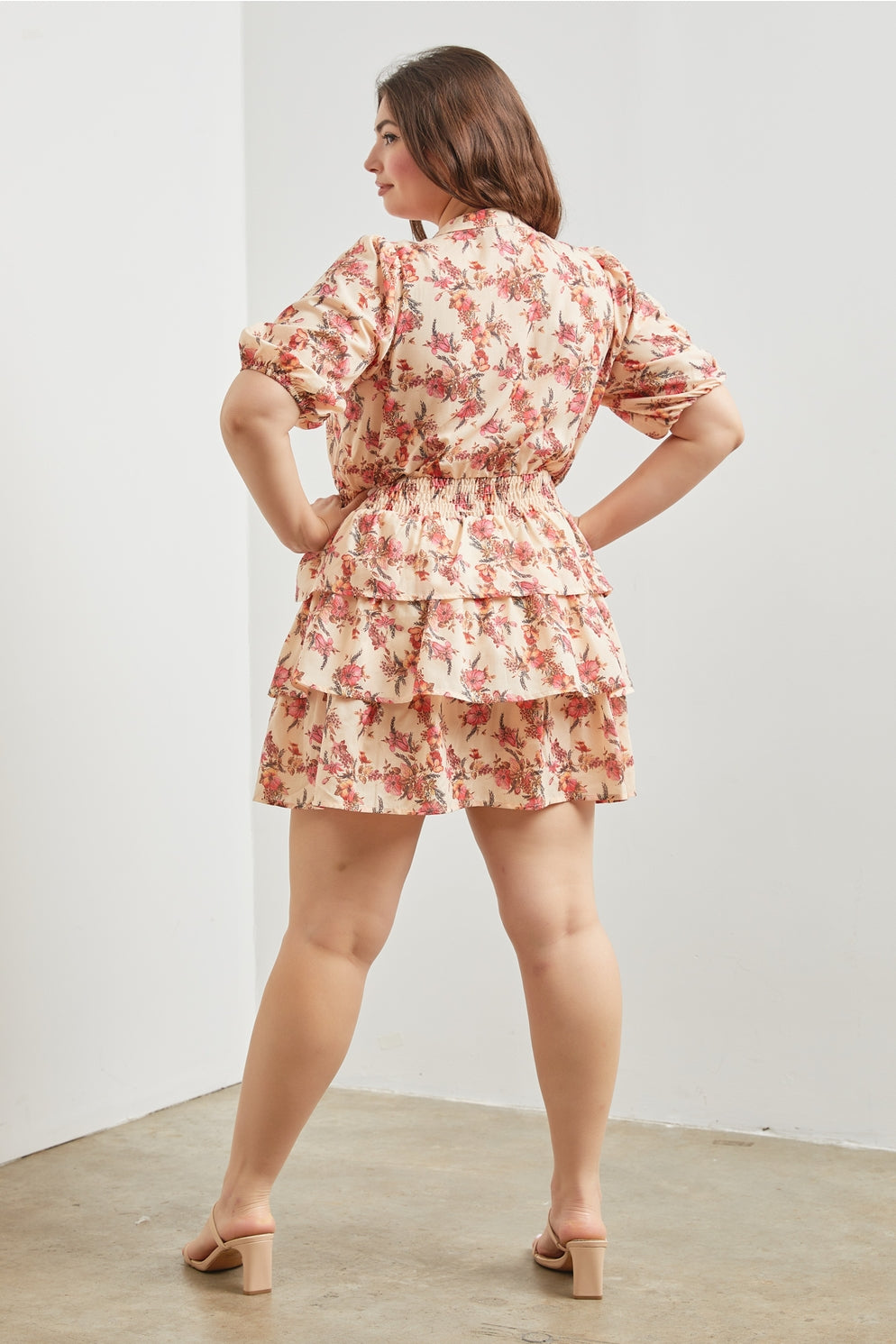 *PRE-ORDER* Plus Floral Print Tiered Mini Dress