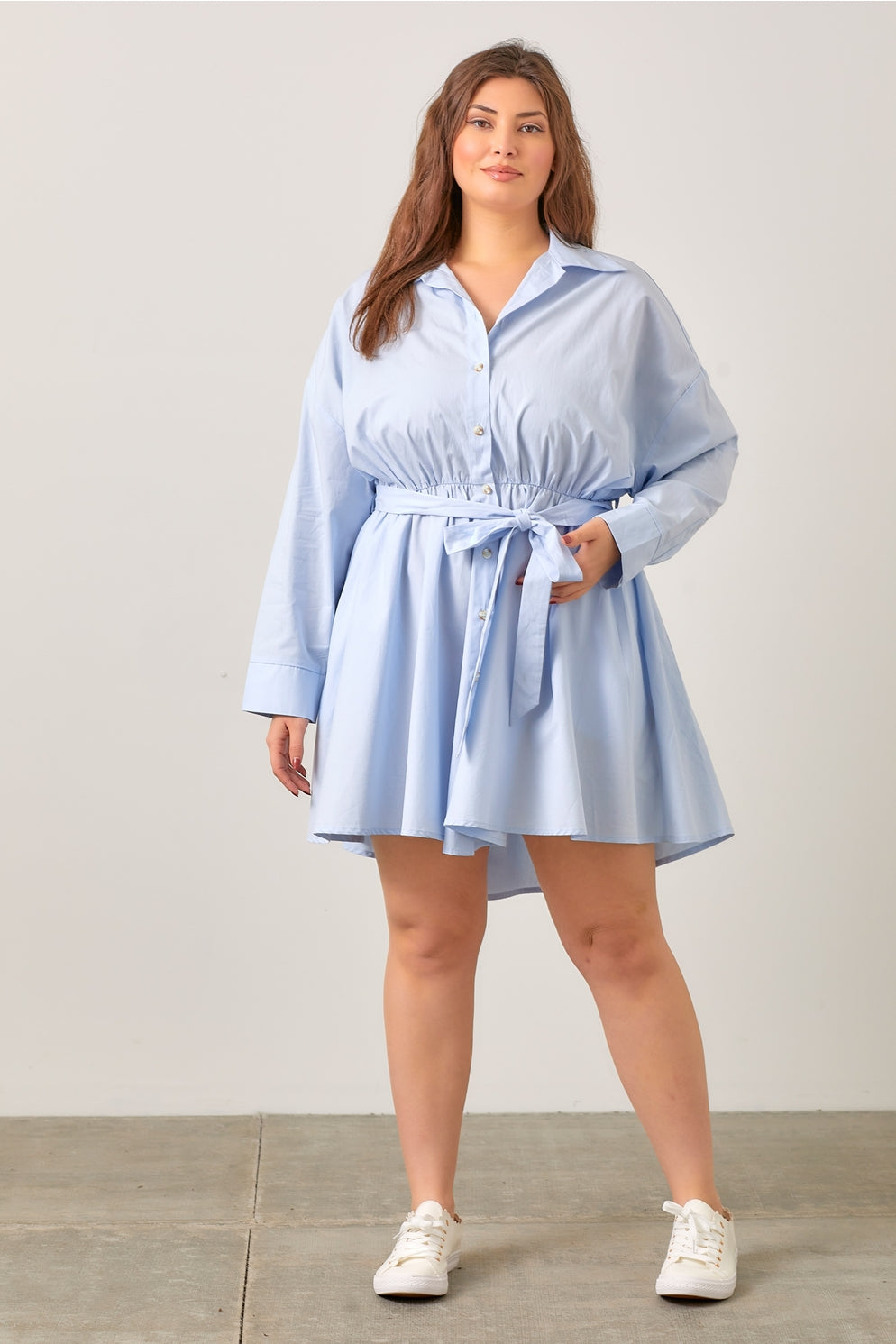 *PRE-ORDER* Poplin Waist Tie Shirt Dress