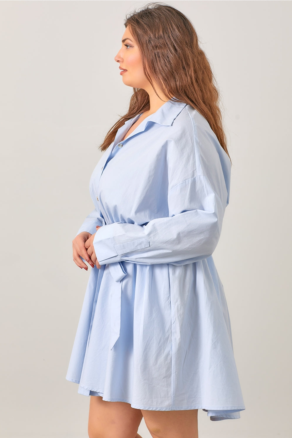 *PRE-ORDER* Poplin Waist Tie Shirt Dress